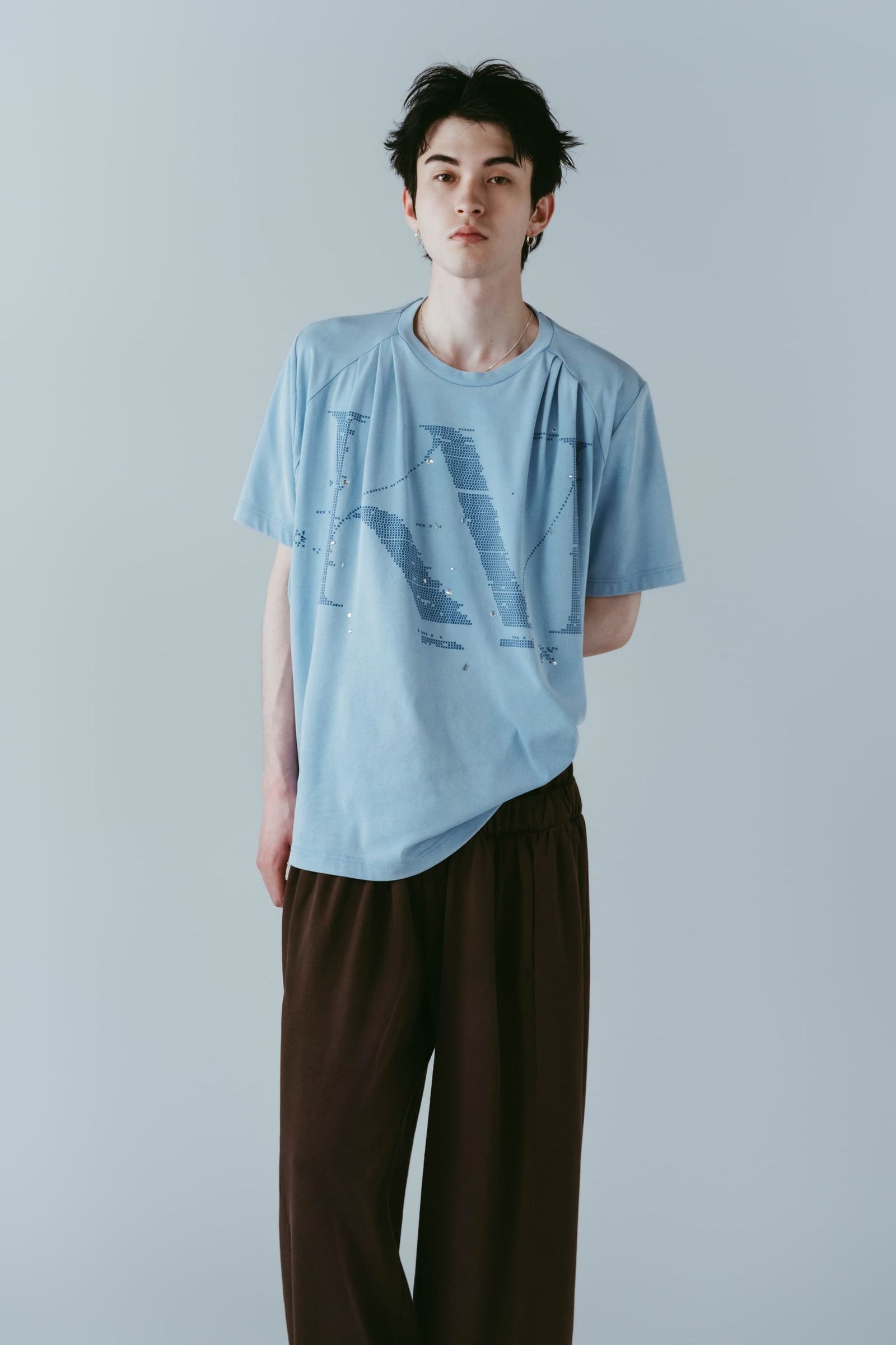 タック オーバーサイズTシャツ (ブルー) tuck detail oversized tee(unisex) (Blue) /  26SS