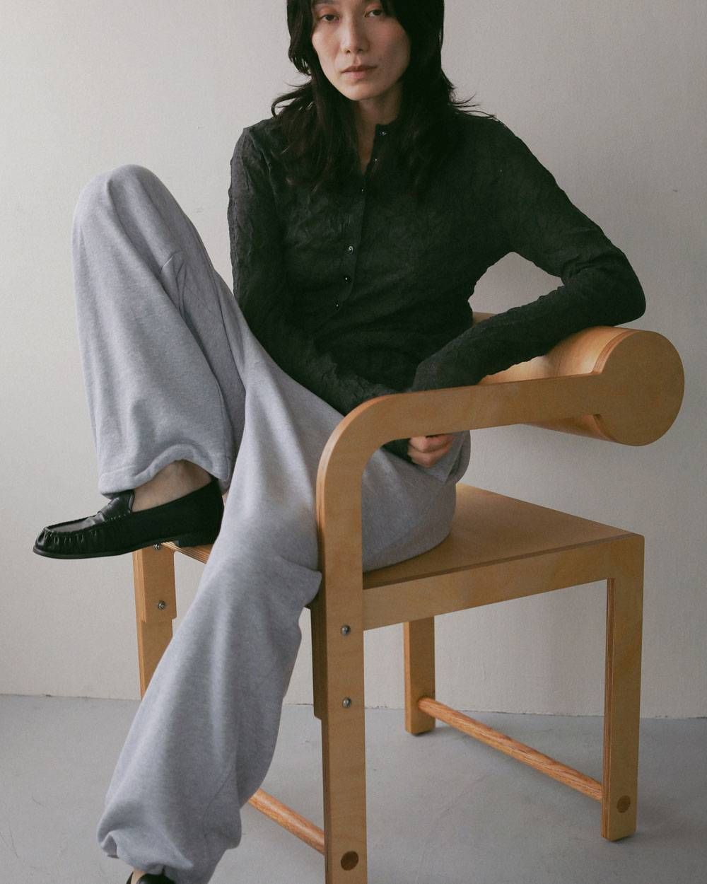 ウォッシャーニットカーディガン (チャコールグレー) Washer Knit Cardigan (Charcoalgray) / 27SS