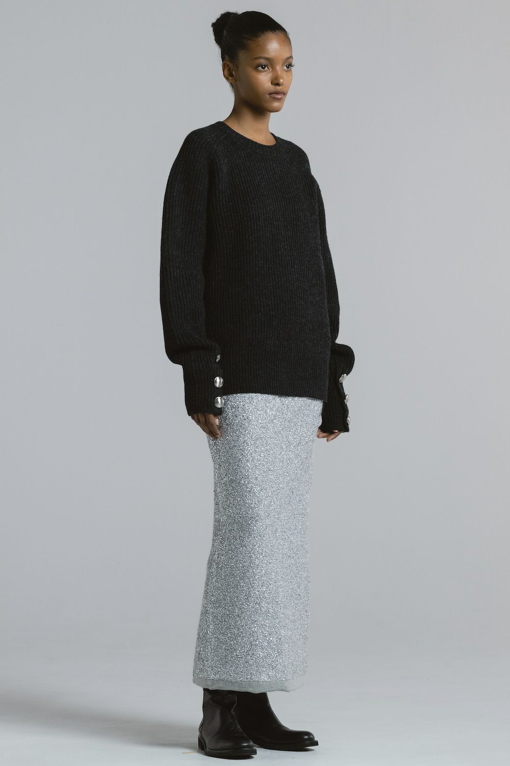【25AW】RAGLAN CREWNECK KNIT / ラグランクルーネックニット (チャコールグレー)