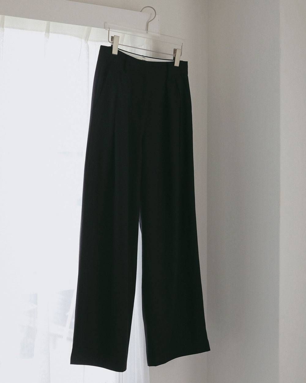 ツイル タックワイドパンツ (ブラック) Twill Tuck Widepants (Black) / 27SS