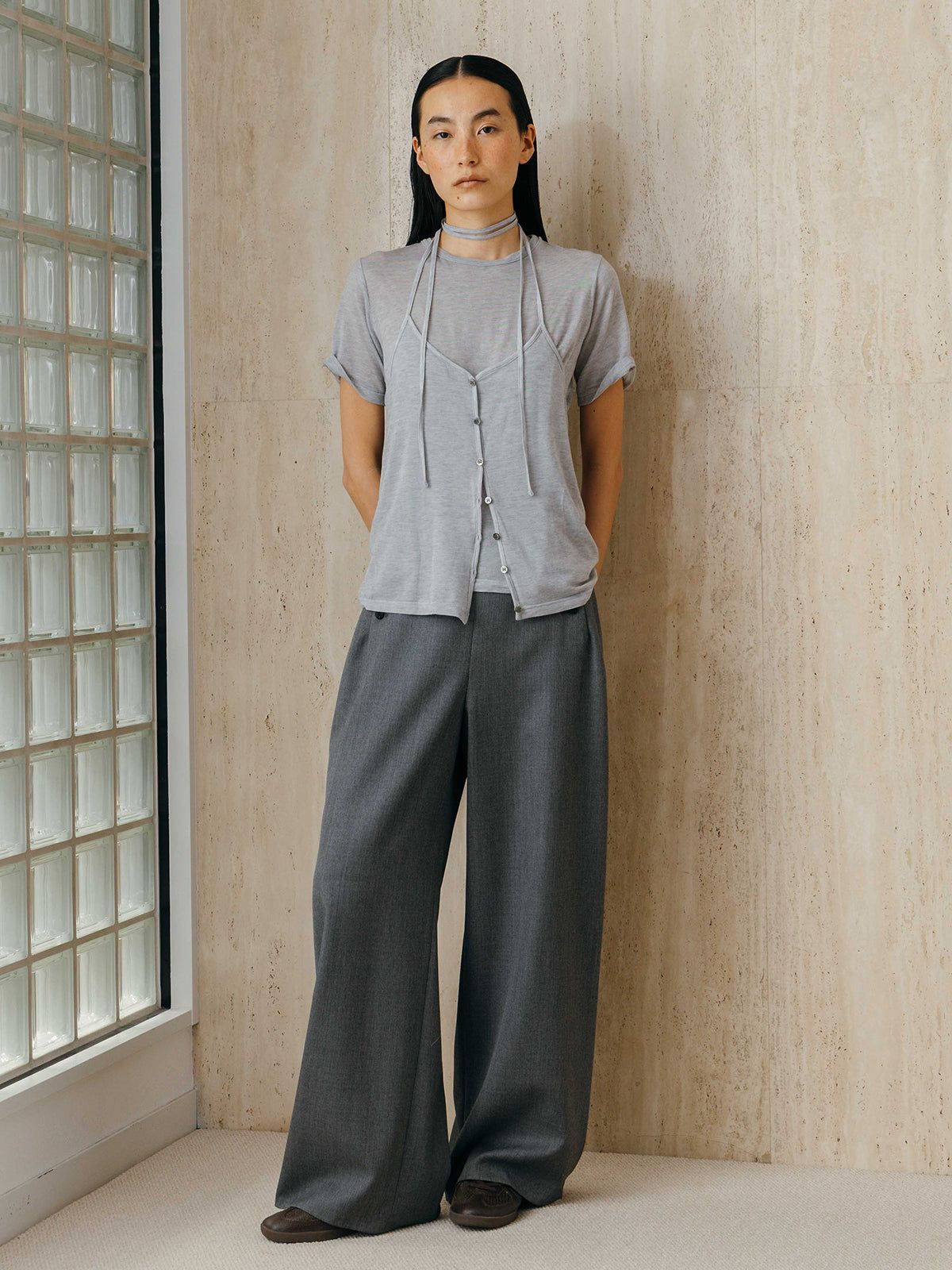 レイヤードカットトップス (グレー) LAYERED CUT TOPS (Gray) /  26SS