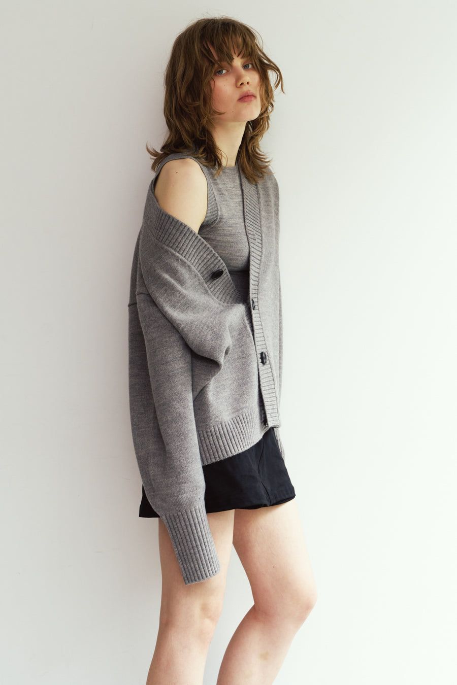 2ピース カーディガン (グレー) 2-piece cardigan (Gray) / 26AW