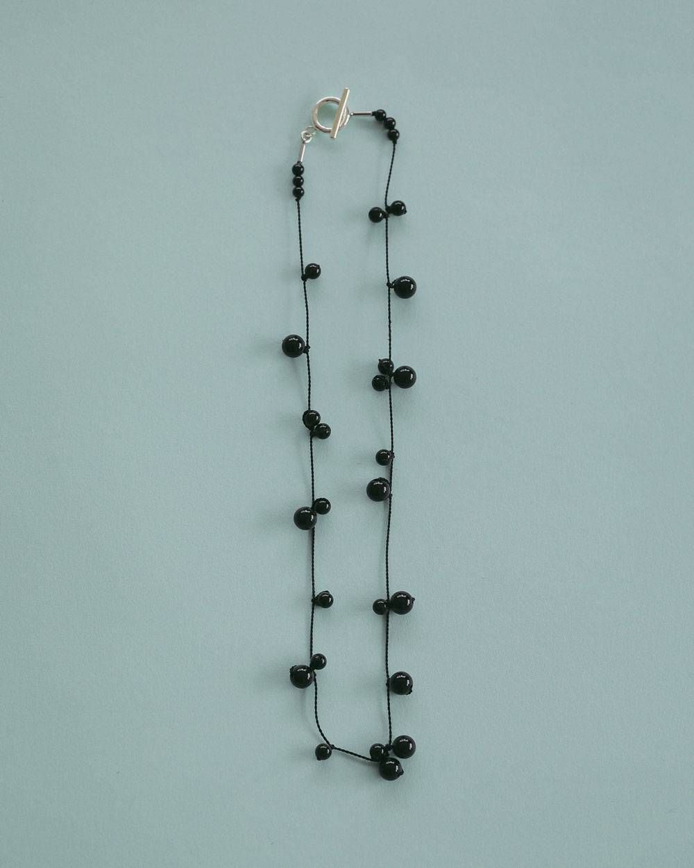 シルクコードネックレス (ブラック) Stone Silkcord Necklace (Black) / 27SS