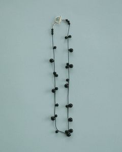 シルクコードネックレス (ブラック) Stone Silkcord Necklace (Black) / 27SS