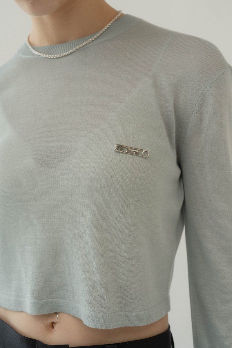 cropped sheer knit / クロップドシアーニット (ライトブルー) / 25SS
