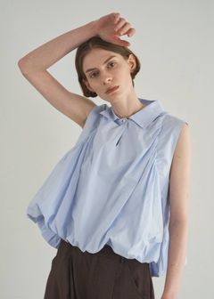 バルーンギャザー ノースリーブトップス (サックス) volume balloon gather no sleeve tops (Sax) /  26SS