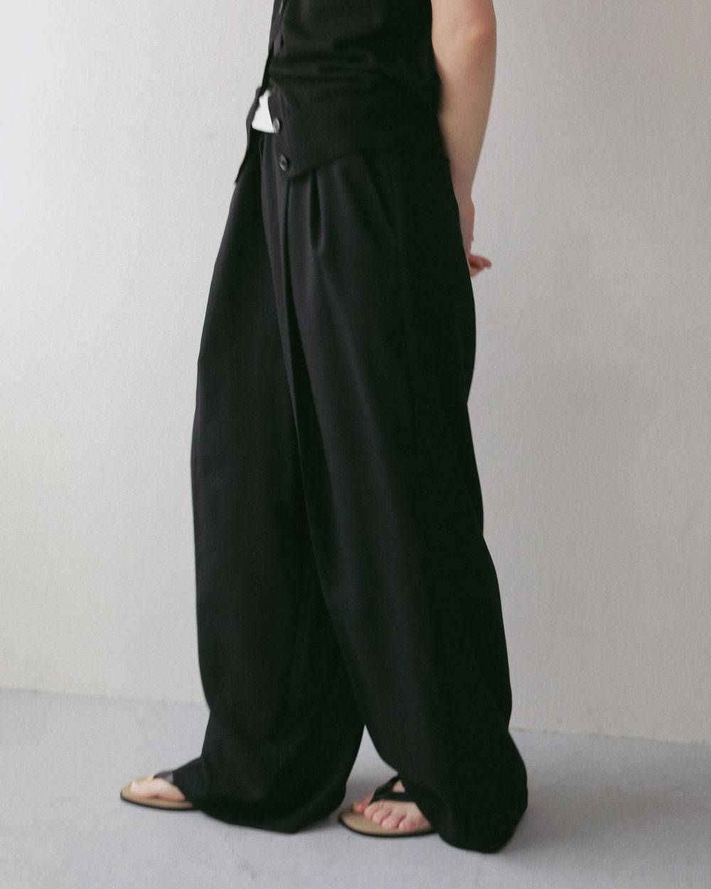 ウールシャンブレー タックパンツ (ブラック) Woolchambray Tuck Pants (Black) / 27SS