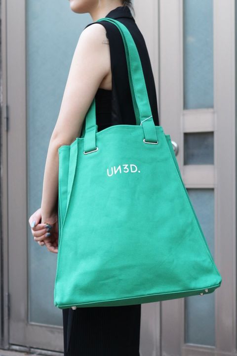ORIGAMI PLEATS TOTE / オリガミプリーツトート (グリーン) / 内ポケット付き / 裏面コーティング生地 / A4サイズ収納可