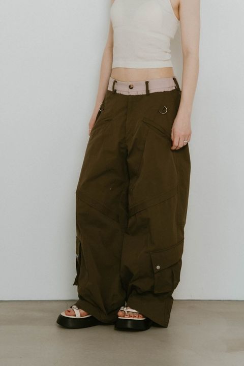 ドッキングナイロンパンツ (カーキ) docking nylon pants(unisex)