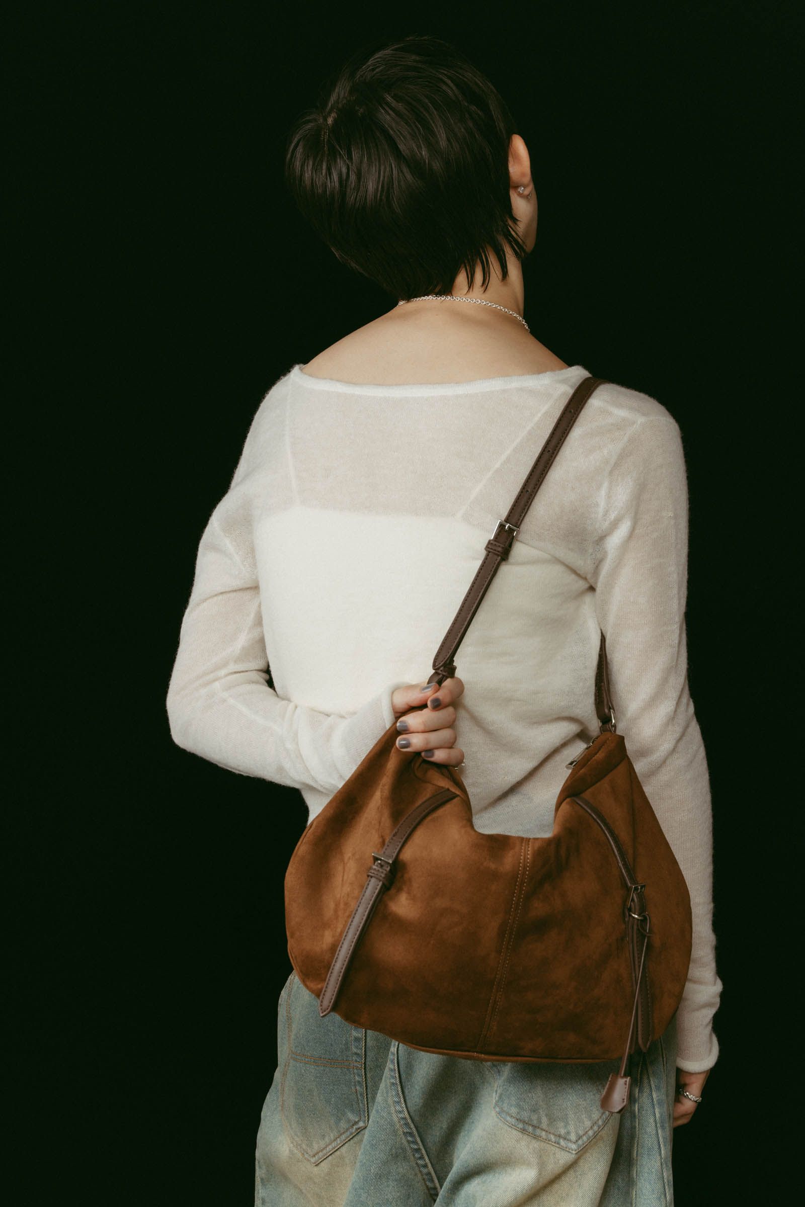 suede moon bag / スエード ムーンバッグ (ブラウン) / 25AW