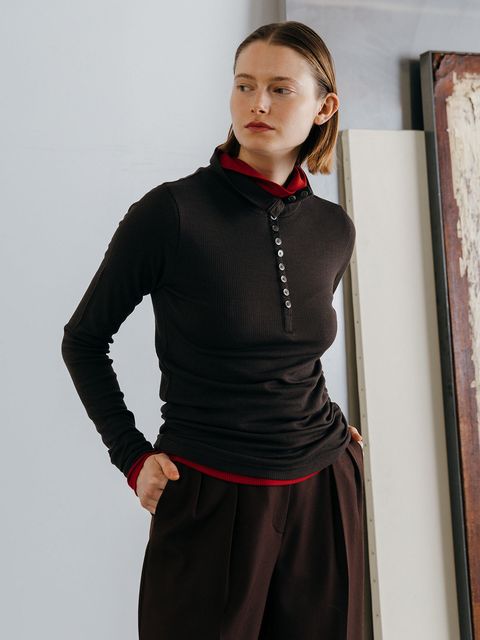 HENRY HIGH NECK TOPS / ヘンリーハイネックトップス (Brown) / 26SS