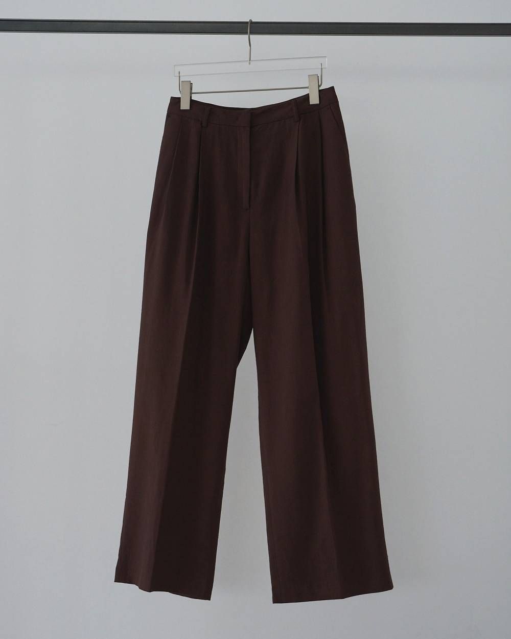 リネンタックパンツ (ブラウン) Linen Tuck Pants (Brown) /  26SS