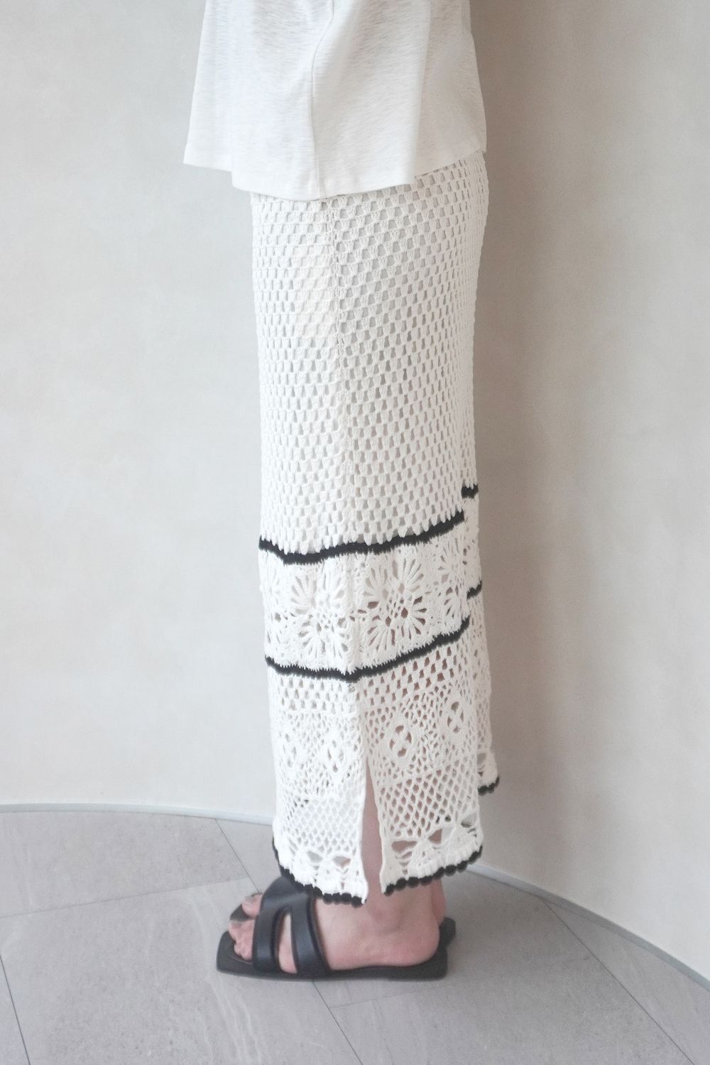 HAND CROCHET KNIT SKIRT / ハンドクロシェニットスカート (ホワイト)