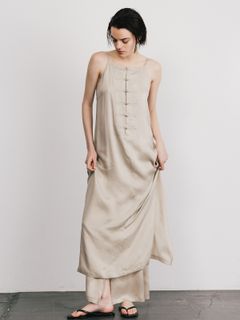 【25SS】CUPRO MANDARIN DRESS / マンダリンドレス (ライトベージュ)