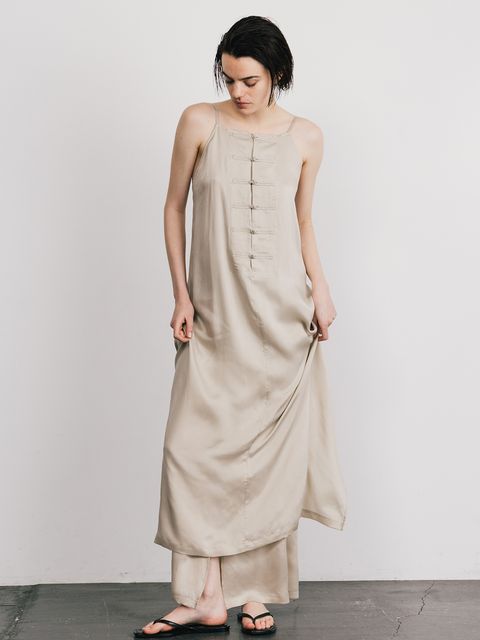 【25SS】CUPRO MANDARIN DRESS / マンダリンドレス (ライトベージュ)