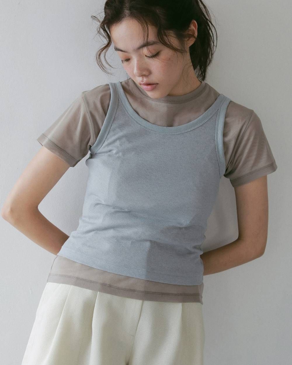 ウールタンクトップ (アイスブルー) Wool Rib Tanktop (Iceblue) / 27SS