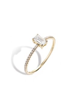 EMERALD MOISSANITE FULL ETERNITY RING (PINKY) / エメラルド モアサナイト フル エタニティリング【ピンキー】K10/K18 (イエローゴールド)