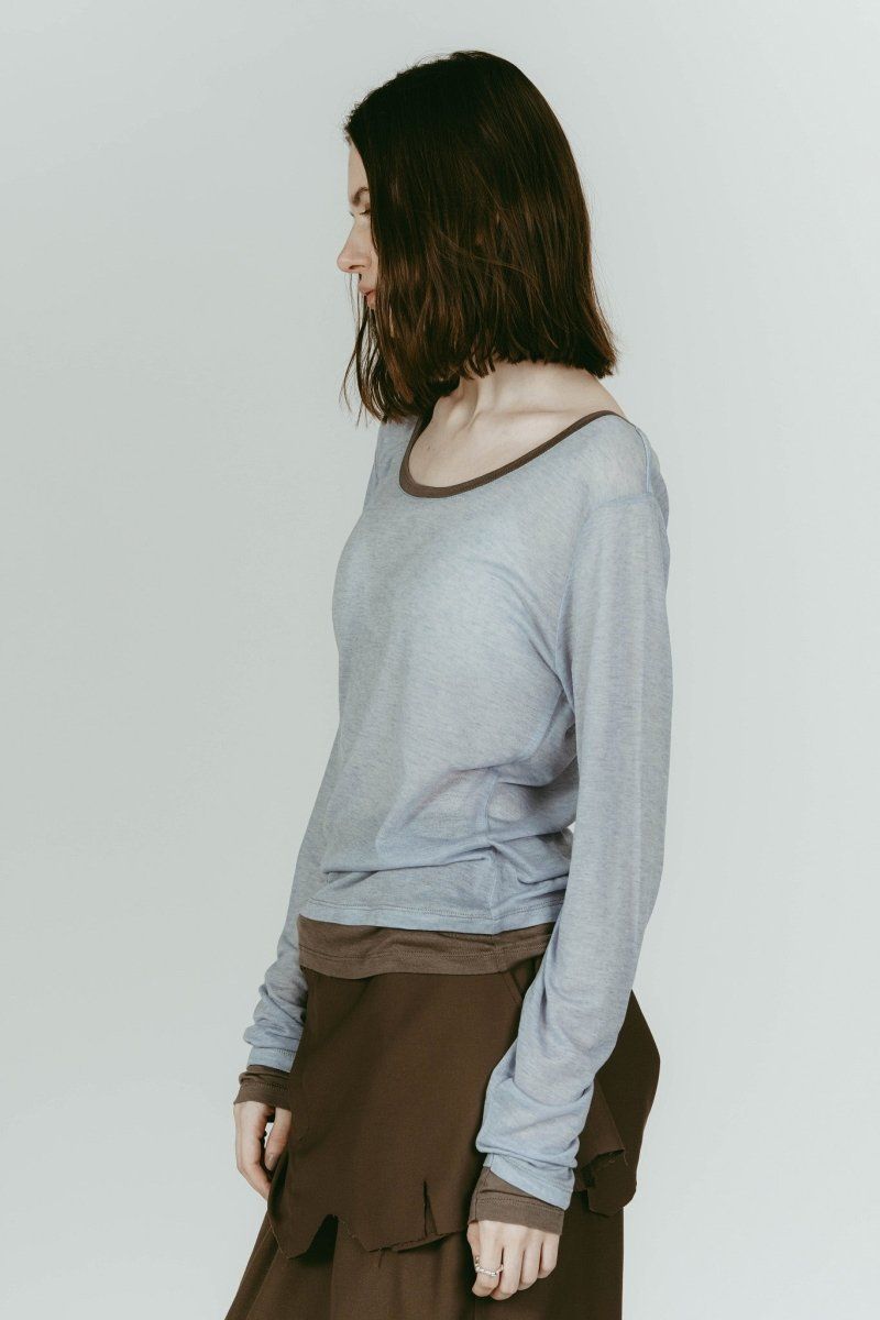 round neck layered top (Blue) / ラウンドネックレイヤードトップス (ブルー) / 26SS
