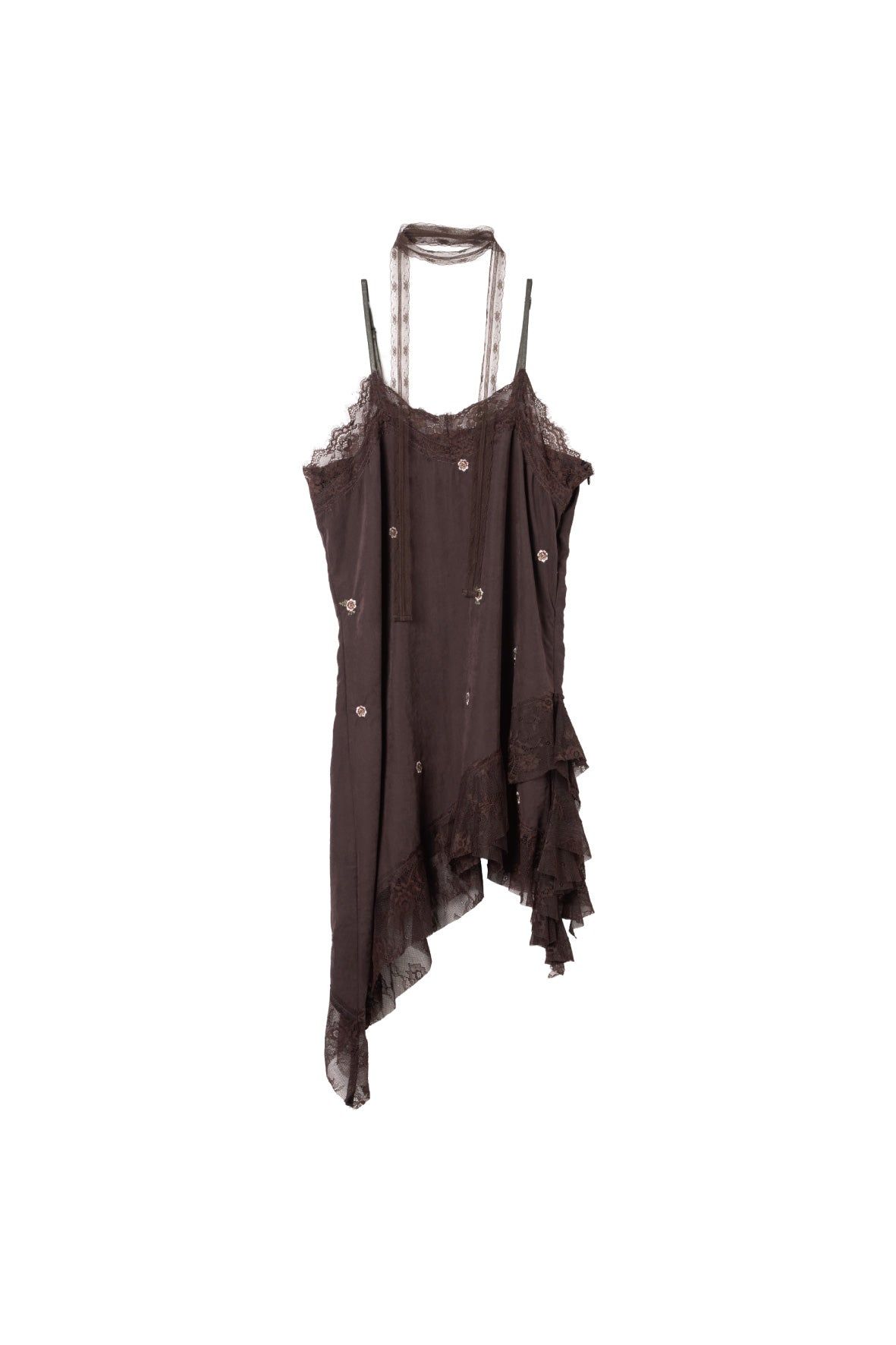 レースキャミソールドレス (ブラウン) lace cami dress (Brown) / 26AW