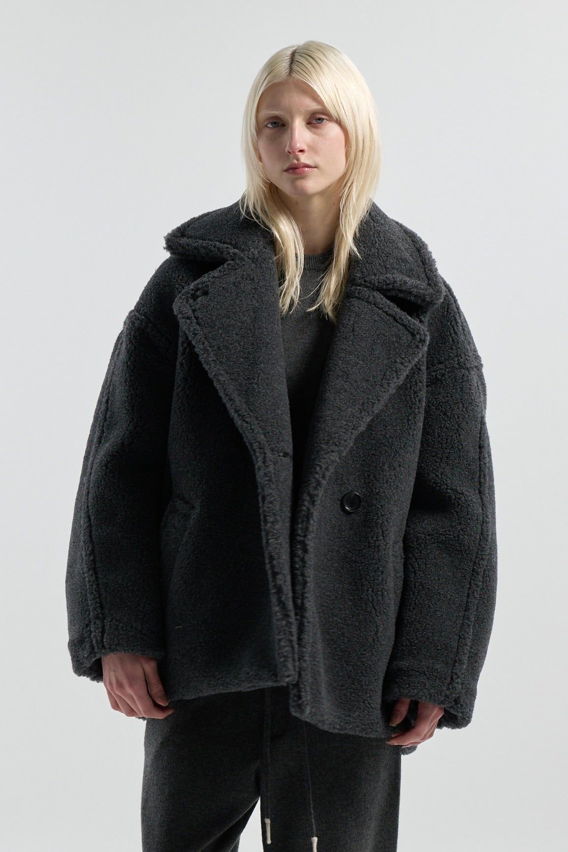コクーン ミドル ボアコート (チャコールグレー) COCOON MID BOA COAT (Cgray) / 26AW