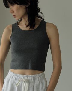 Cropped Knit Tanktop / クロップドニットタンクトップ (チャコールグレー)