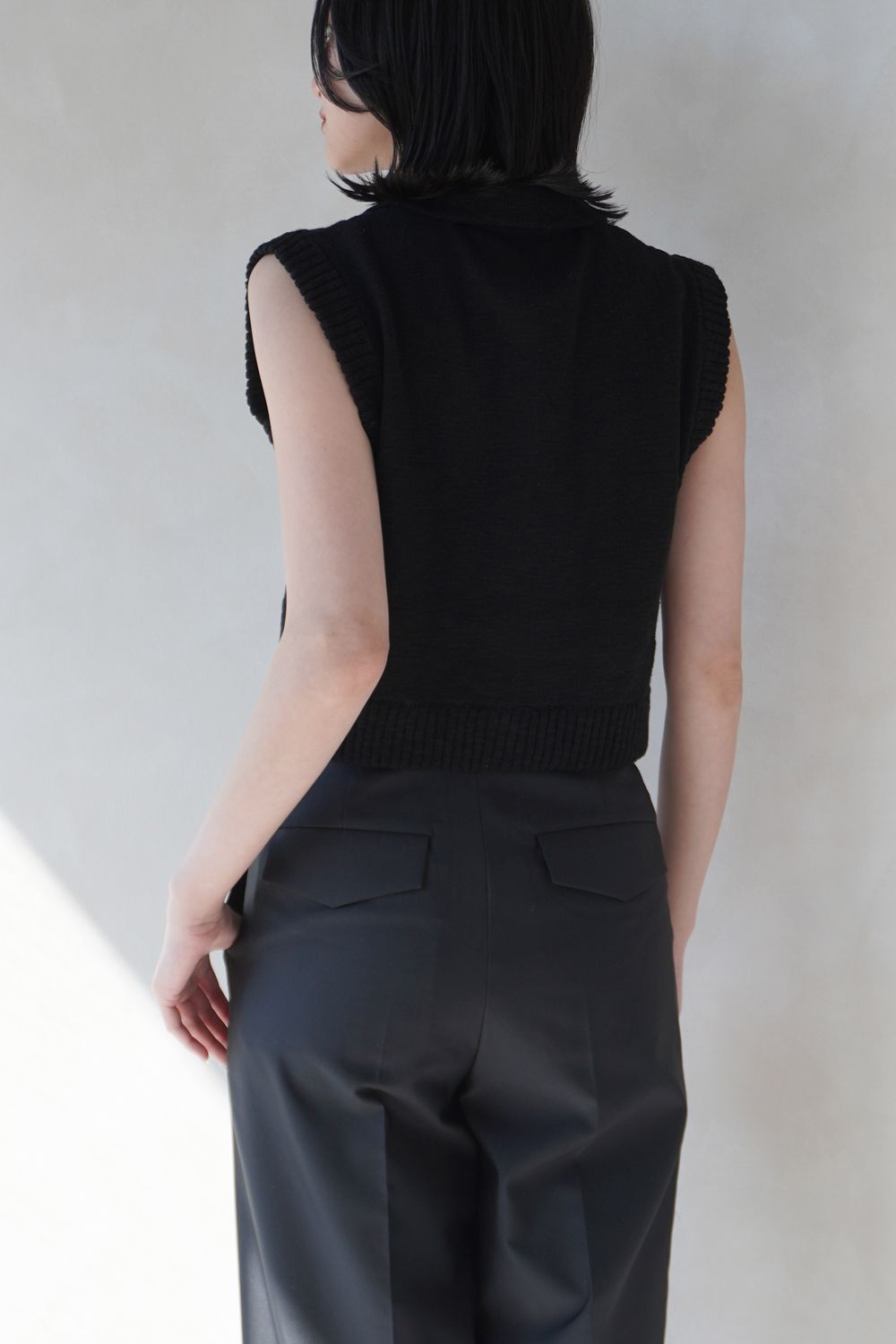 SLAB COTTON KNIT TOPS / スラブコットンニットトップス (ブラック)