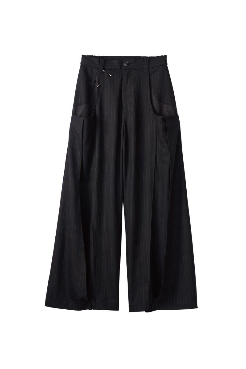 pierced drape pants(unisex) / ピアス ドレープ パンツ (ストライプブラック) / 25AW