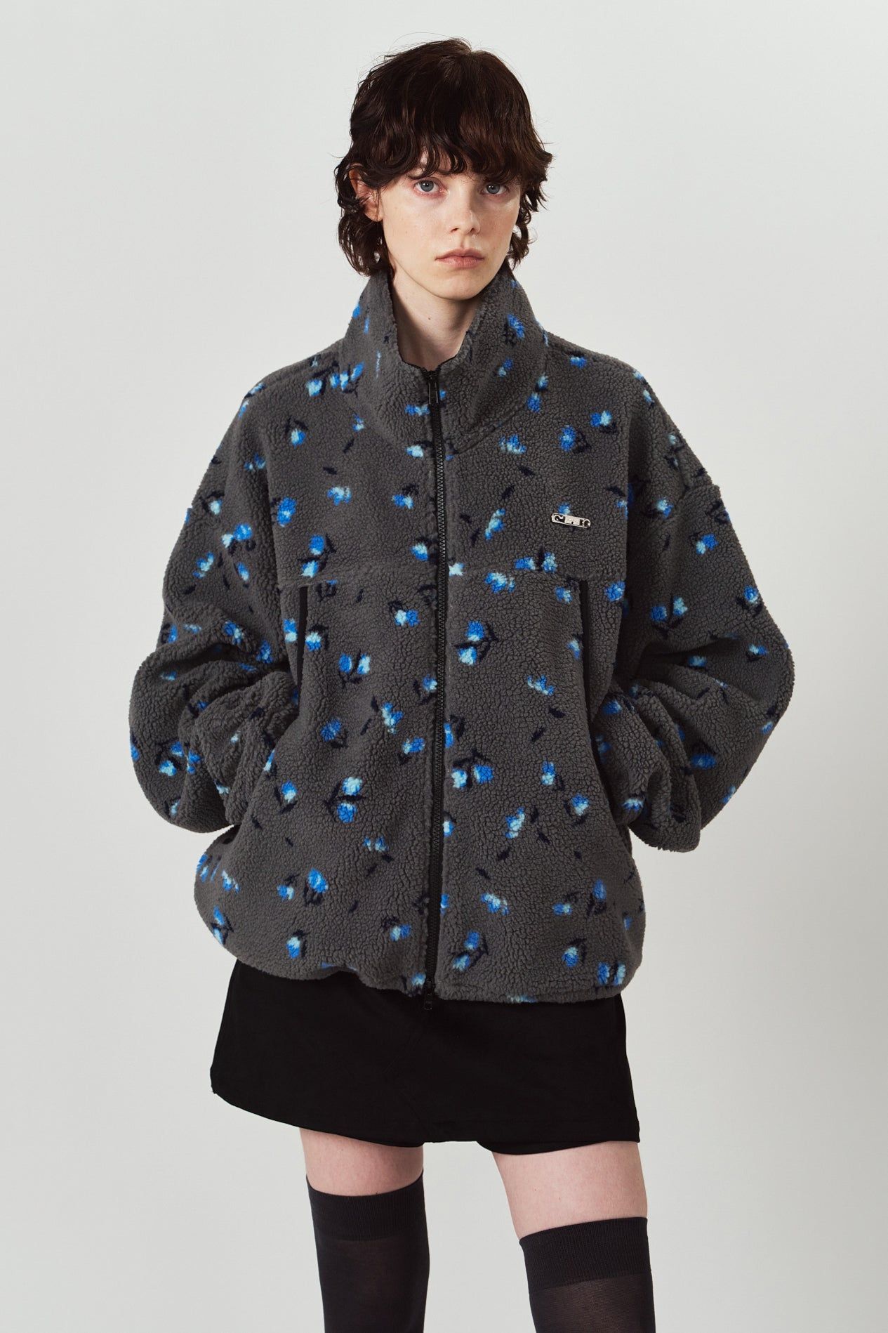 フラワー ボアフリース (グレー) flower boa fleece(unisex) (Gray) / 26AW