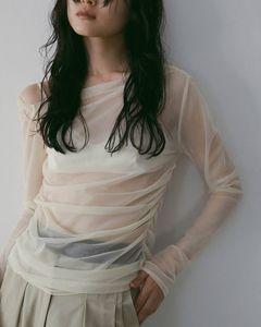 シアーオフショルダートップス (アイボリー) Sheer Offshoulder Tops (Ivory) /  26SS