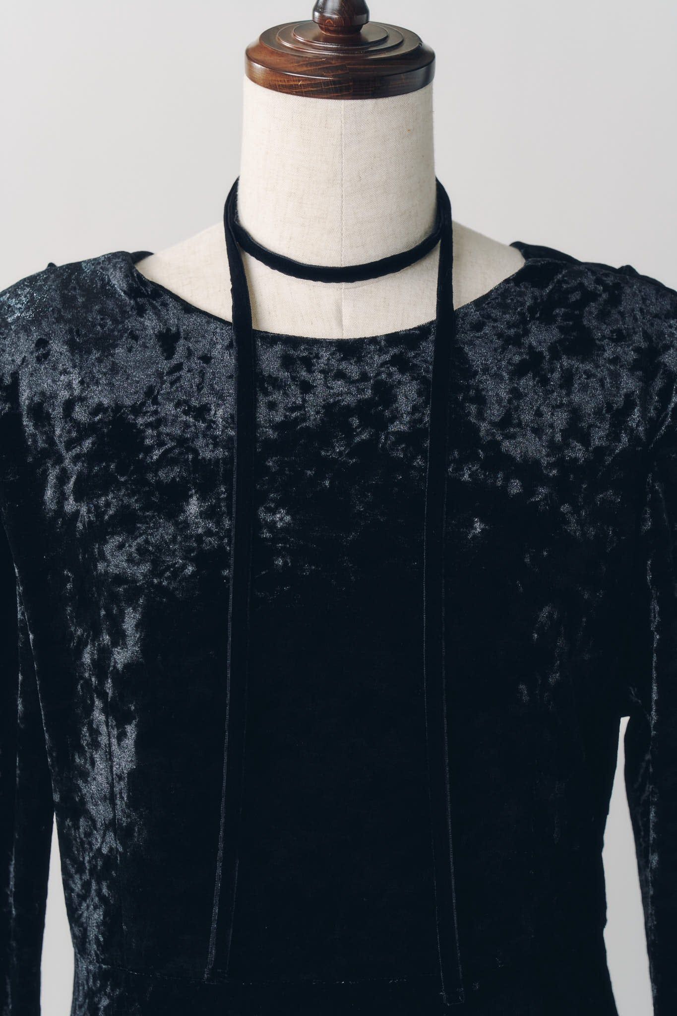 2ウェイ ベロアドレープドレス (ブラック) 2way draped velour dress (Black) / 26AW