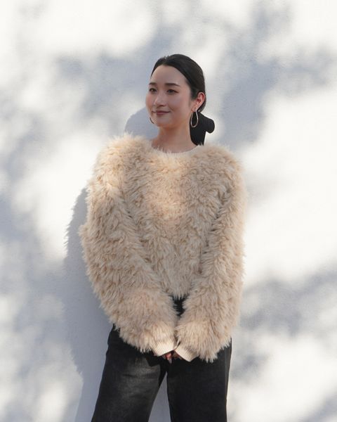 【25AW】2Way Fur×Knit Tops (クリーム) / 2ウェイファー×ニットトップス / エコファー / フェイクファー