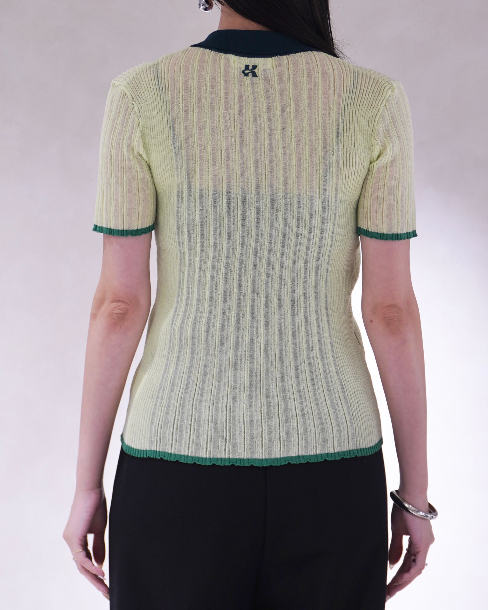 Knuth Marf - シアーニットポロシャツ (ブラック) sheer polo knit