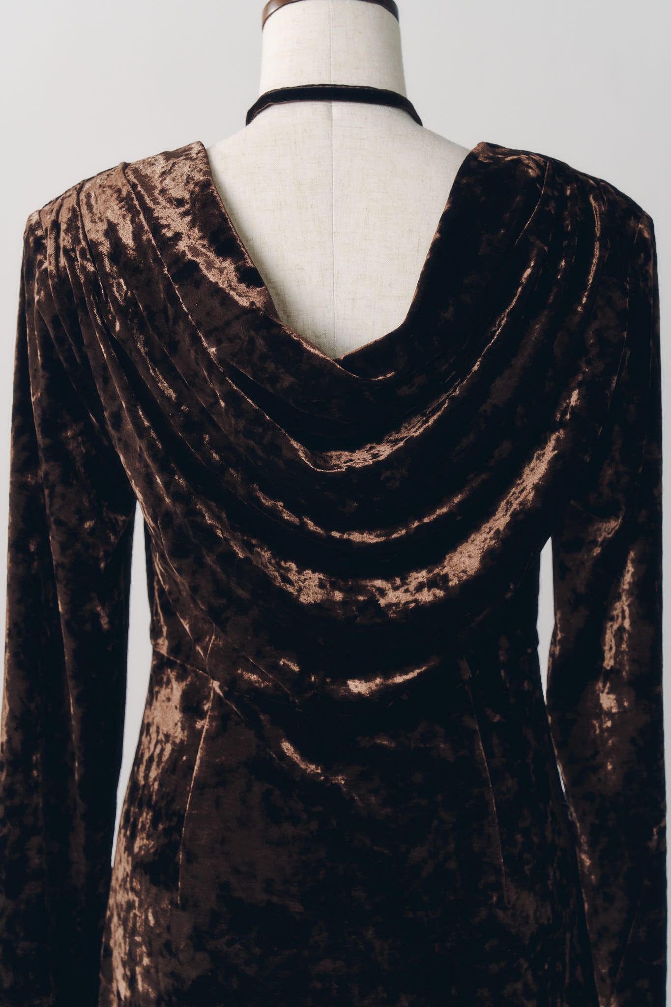 2ウェイ ベロアドレープドレス (ブラウン) 2way draped velour dress (Brown) / 26AW
