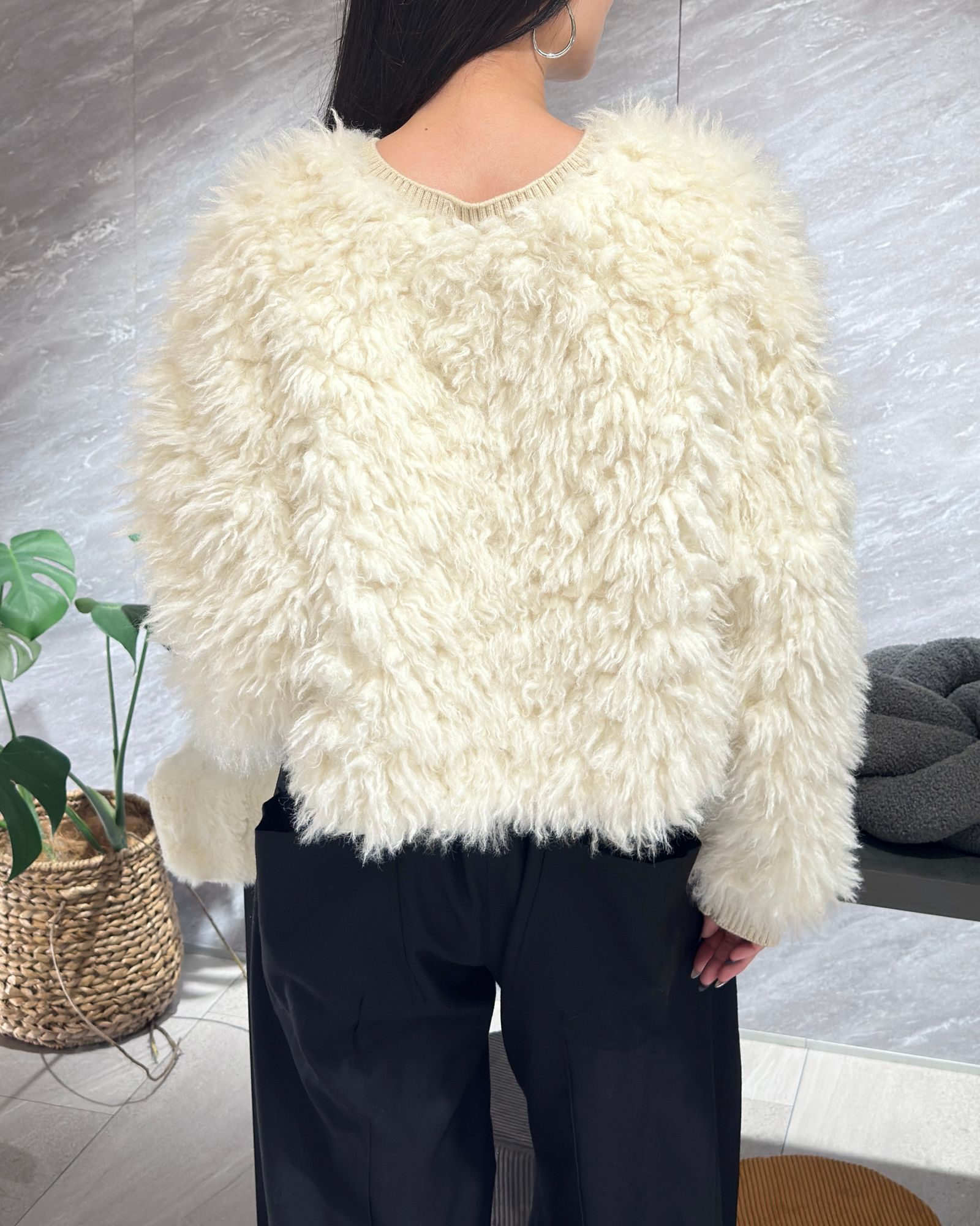【25AW】2Way Fur×Knit Tops (別注クリーム) / 2ウェイファー×ニットトップス / エコファー / フェイクファー