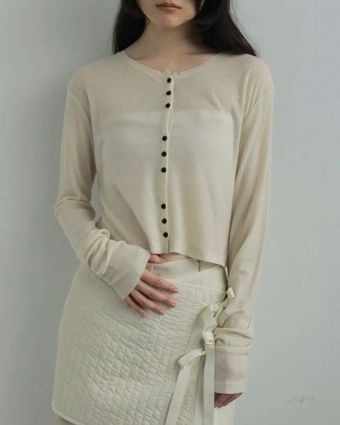 【25AW】Sheer Rib Cardigan / シアーリブカーディガン (アイボリー)