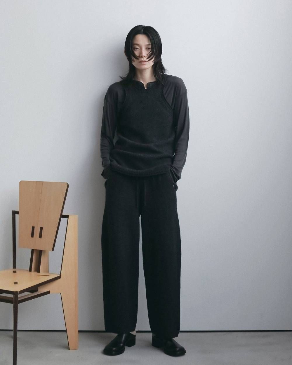 ニットロングタンクトップ (チャコールグレー) Knit Long Tanktop (Charcoal gray) / 26AW 【6月29日まで期間限定予約】