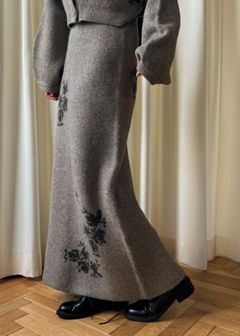 flower jacquard pencil knit SK / フラワージャガード ペンシルニットスカート (ミックス) / 25AW /