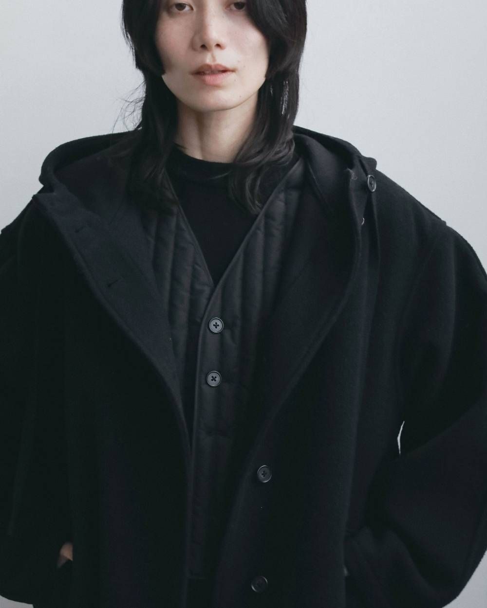 ウールフーディコート (ブラック) Wool Hoodie Coat (Black) / 26AW 【6月29日まで期間限定予約】