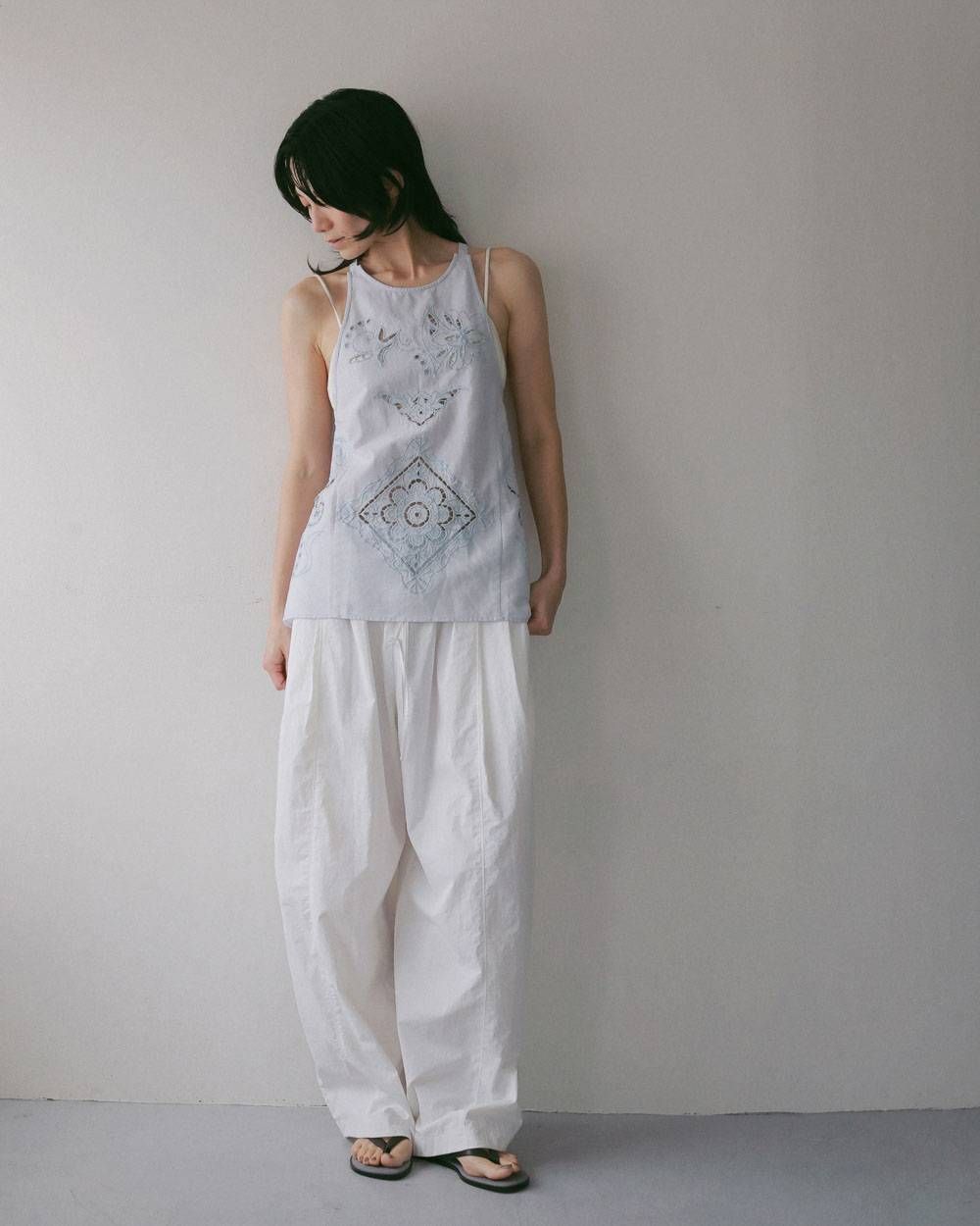 カットワークレースエプロン (アイスブルー) Cutwork Lace Apron (Iceblue) / 27SS