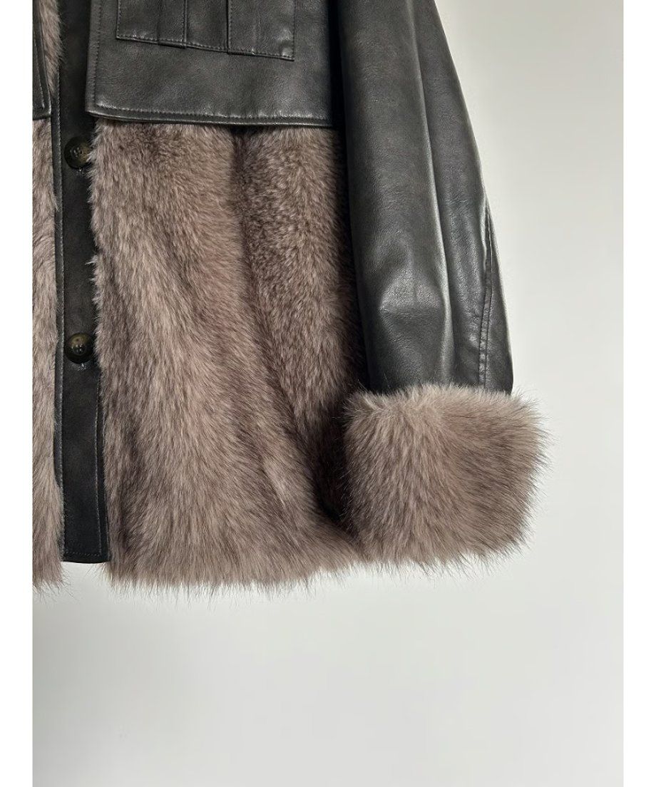 THINK FUR - 【25AW】Leather Docking Fur Jacket (ブラック