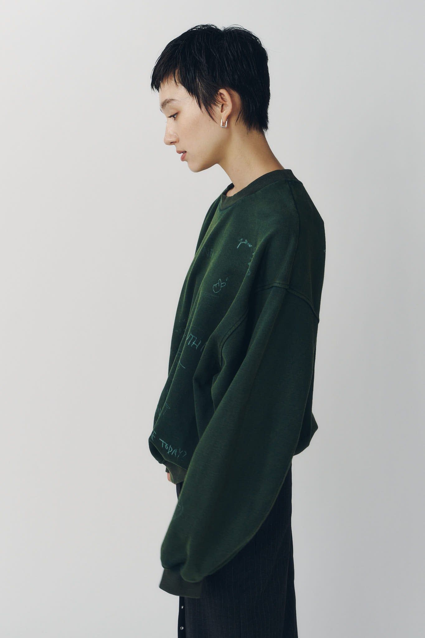 メッセージ スウェット (グリーン) message sweatshirt(unisex) (Green) / 26AW