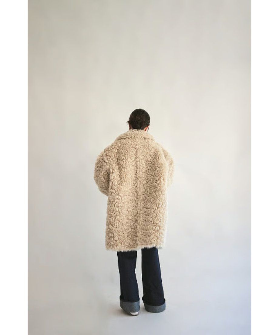 【25AW】Vintage Like Fake Mouton Reversible Coat (クリーム) / ヴィンテージライクムートン リバーシブルファーコート / エコファー / フェイクファー