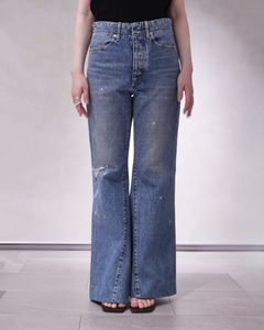 フレアジーンズ トラウザーズデニム (ダメージブリーチブルー) FLARE JEAN TROUSERS (Distressed bleach blue) /  レディース