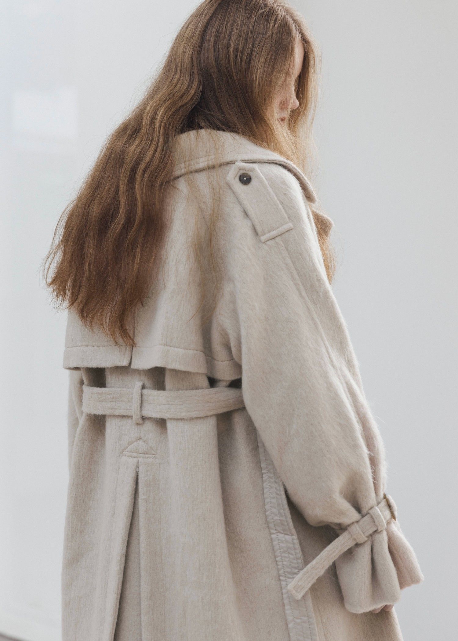 shaggy volume sleeve trench long coat / シャギー トレンチコート (ミルクティー) / 25AW /