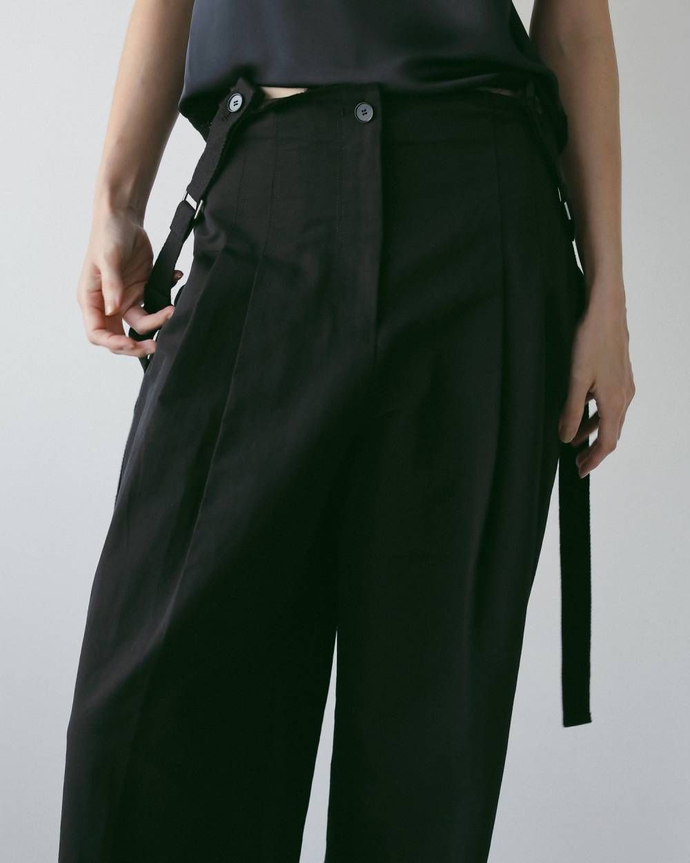 サスペンダー ワイドパンツ (ブラック) Suspenders Wide Pants (Black) / 26SS