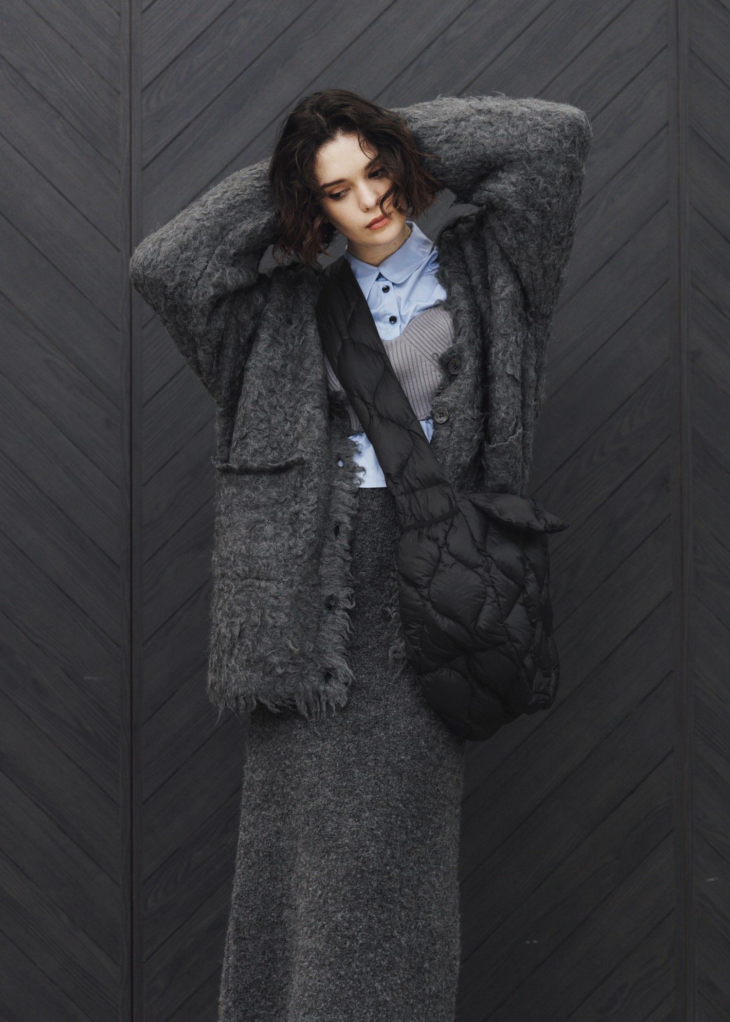 【TAION × WILLFULLY】quilting shoulder down bag / タイオンコラボ キルティングショルダーバッグ (ブラック) / 25AW /