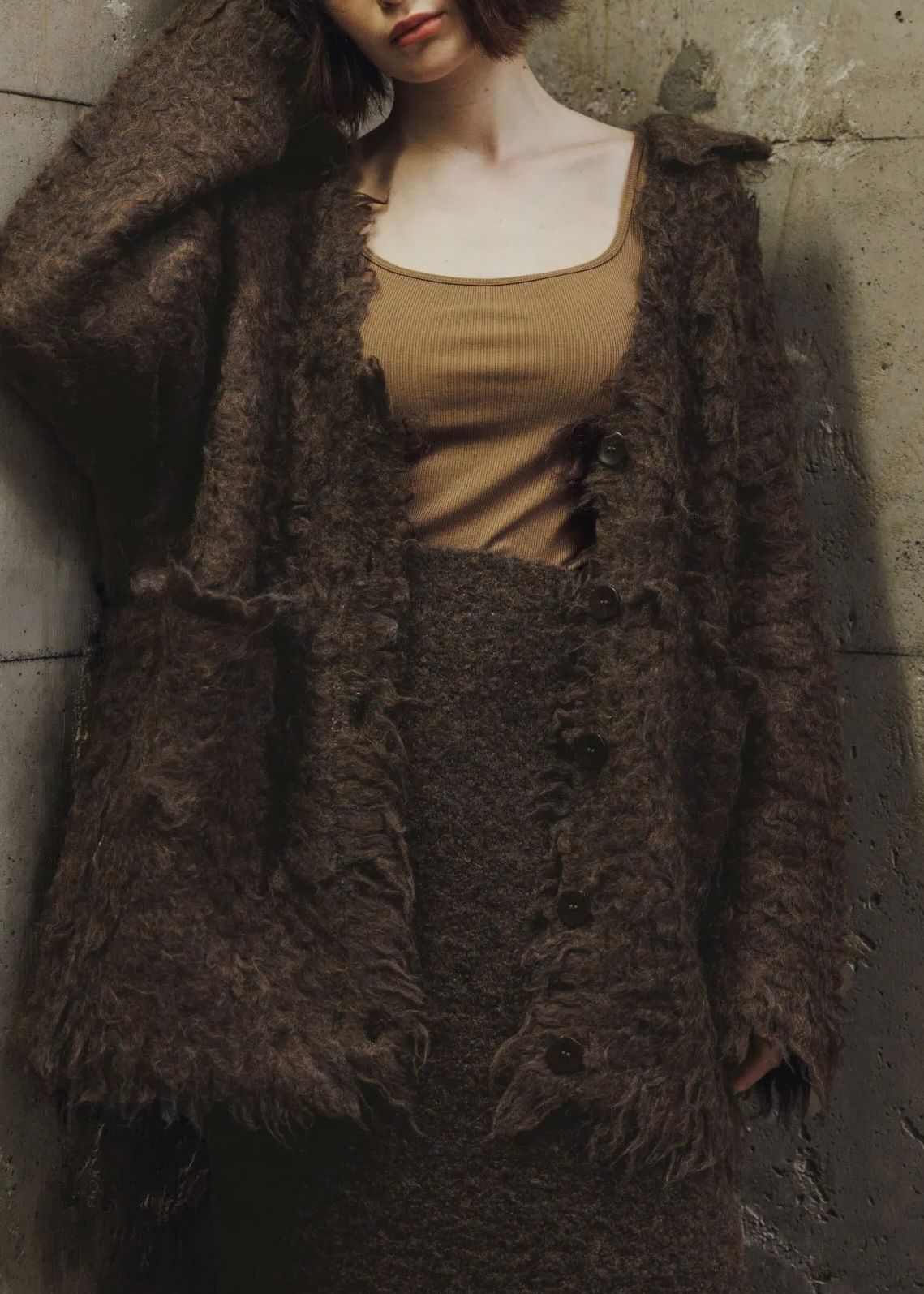 brushed lightly reversible knit cardigan / リバーシブルニットカーディガン (ブラウン) / 25AW