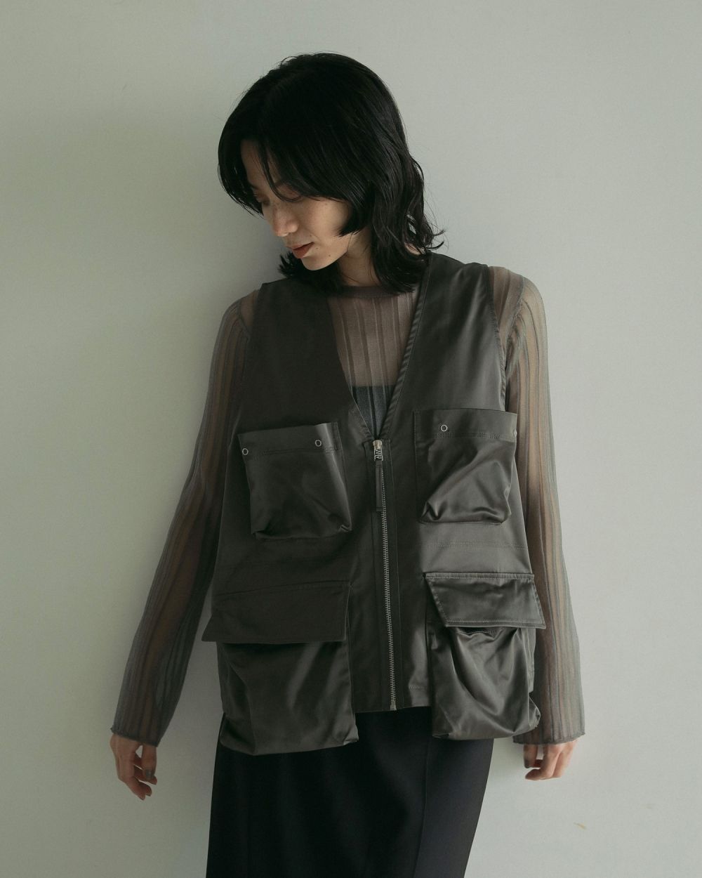 Flare Sheer Knit / フレアシアーニット (グレー)