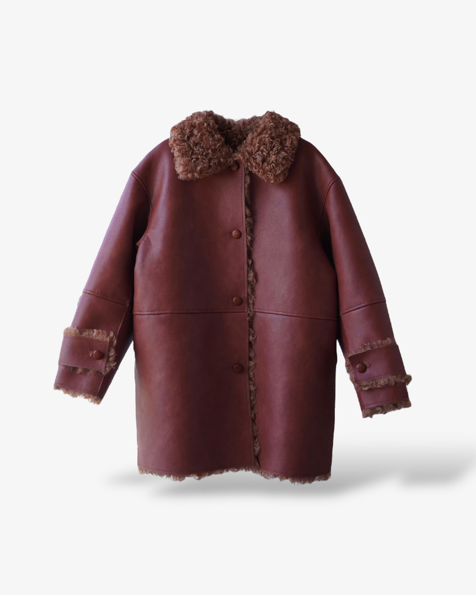 【25AW】Vintage Like Fake Mouton Reversible Coat (テラコッタ) / ヴィンテージライクムートン リバーシブルファーコート / エコファー / フェイクファー