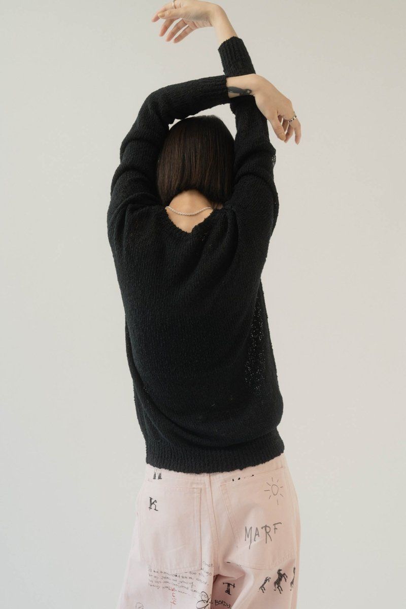 damage knit pullover / ダメージニットプルオーバー (ブラック) / 25SS
